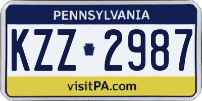 PA license plate KZZ2987