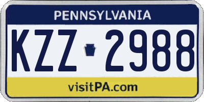 PA license plate KZZ2988