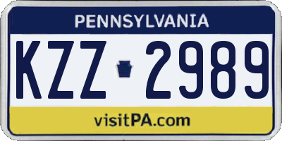 PA license plate KZZ2989