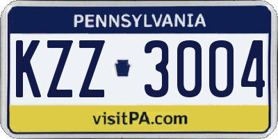 PA license plate KZZ3004