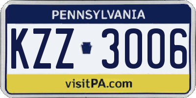 PA license plate KZZ3006