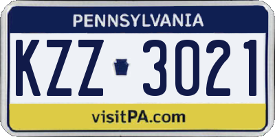 PA license plate KZZ3021