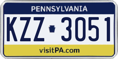 PA license plate KZZ3051