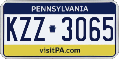 PA license plate KZZ3065