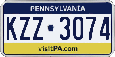 PA license plate KZZ3074