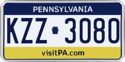 PA license plate KZZ3080