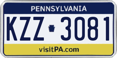PA license plate KZZ3081