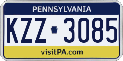 PA license plate KZZ3085