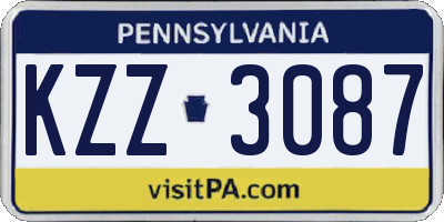 PA license plate KZZ3087