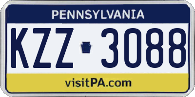 PA license plate KZZ3088