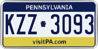 PA license plate KZZ3093