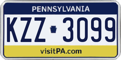PA license plate KZZ3099