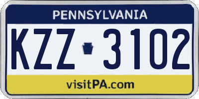 PA license plate KZZ3102
