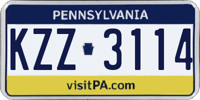 PA license plate KZZ3114