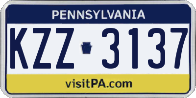 PA license plate KZZ3137