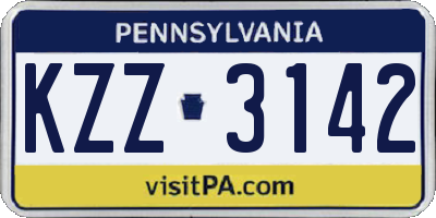 PA license plate KZZ3142