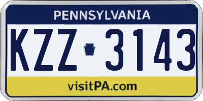 PA license plate KZZ3143