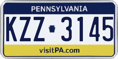 PA license plate KZZ3145