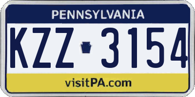PA license plate KZZ3154
