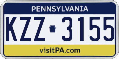 PA license plate KZZ3155