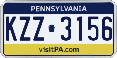 PA license plate KZZ3156