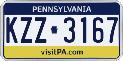 PA license plate KZZ3167
