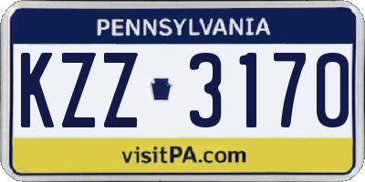 PA license plate KZZ3170