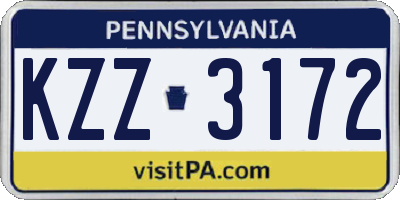 PA license plate KZZ3172