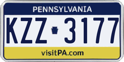 PA license plate KZZ3177