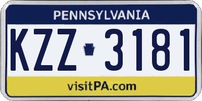 PA license plate KZZ3181