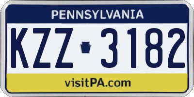 PA license plate KZZ3182