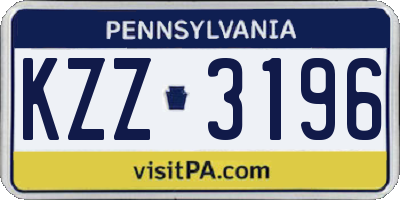 PA license plate KZZ3196