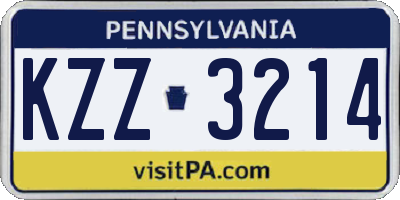 PA license plate KZZ3214