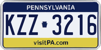 PA license plate KZZ3216
