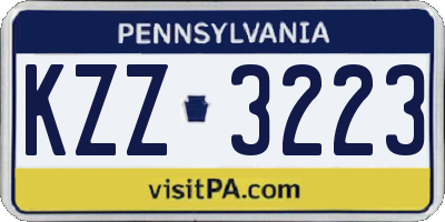 PA license plate KZZ3223