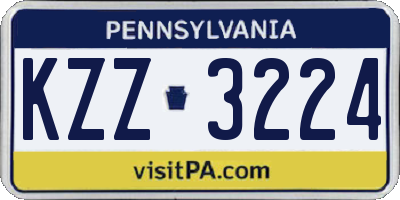 PA license plate KZZ3224
