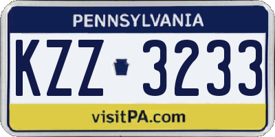 PA license plate KZZ3233