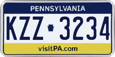PA license plate KZZ3234