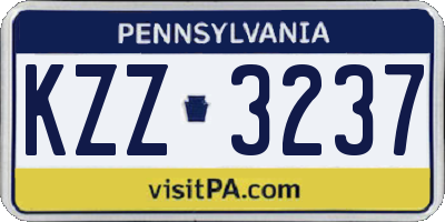 PA license plate KZZ3237