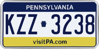 PA license plate KZZ3238