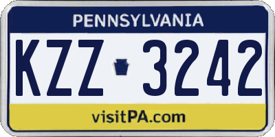 PA license plate KZZ3242