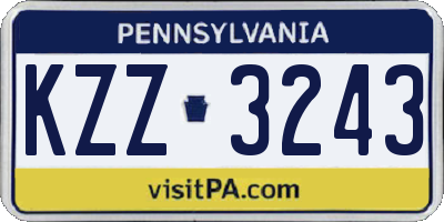 PA license plate KZZ3243