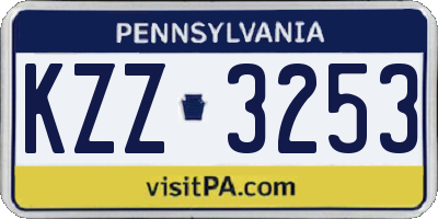 PA license plate KZZ3253