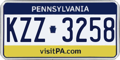 PA license plate KZZ3258