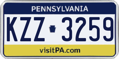 PA license plate KZZ3259