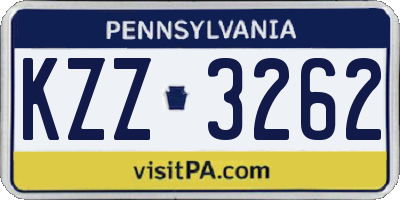 PA license plate KZZ3262