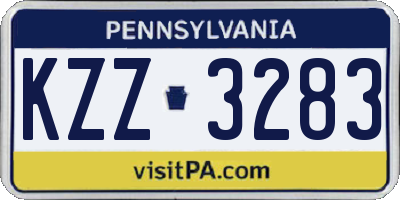 PA license plate KZZ3283