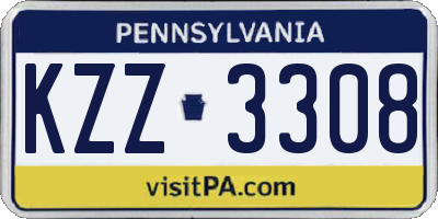 PA license plate KZZ3308