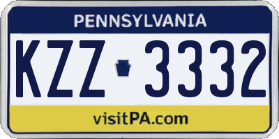 PA license plate KZZ3332