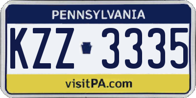PA license plate KZZ3335